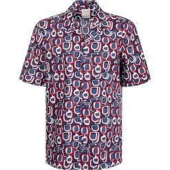 Besorgen 🛒 Haupt Hemd 7112898283/40708 Kurzarmhemd, Regular Fit, Baumwolle, Navy-rot gemustert, Navy-rot-weiß 🎉