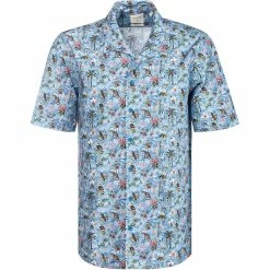 Bestes Angebot 🥰 Haupt Hemd 7112898223/40703 Kurzarmhemd, Regular Fit, Baumwolle, Blau gemustert, Blau 👏