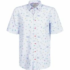 Rabatt 😉 Haupt Hemd 71128218270/40701 Kurzarmhemd, Modern Fit, Baumwolle, Blau-weiß gemustert, 👖 Jeansblau-weiß 🔥