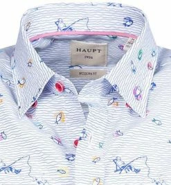 Rabatt 😉 Haupt Hemd 71128218270/40701 Kurzarmhemd, Modern Fit, Baumwolle, Blau-weiß gemustert, 👖 Jeansblau-weiß 🔥 -Hemden Verkaufsgeschäft 369641 norm2