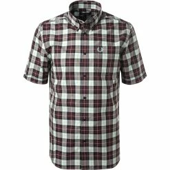 Schlussverkauf 🤩 Fred Perry Hemd M1577/799 Kurzarmhemd, Popeline, Mahagoni-mint kariert, Mahogany 🤩