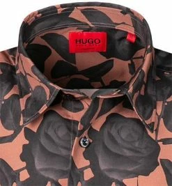 Bestpreis 😍 HUGO Hemd Ebor 50454371/239 Kurzarmhemd, Straight Fit, Baumwolle, Hellbraun gemustert, Hellbraun 🎉 -Hemden Verkaufsgeschäft 369975 norm2