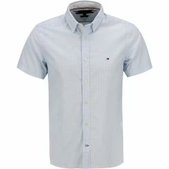 Beste Bewertungen von 🔥 Tommy Hilfiger Hemd MW0MW18871/0GZ Kurzarmhemd, Slim Fit, Popeline, Hellblau-weiß gemustert, Hellblau 😉