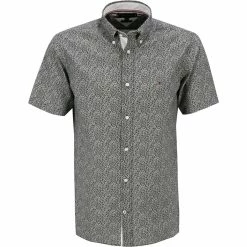 Bestpreis 😀 Tommy Hilfiger Hemd MW0MW18873/0GJ Kurzarmhemd, Regular Fit, Popeline, Schwarz-weiß gemustert, Schwarz-weiß ⭐