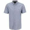 Bestes Angebot 😉 Tommy Hilfiger Hemd MW0MW18873/0K4 Kurzarmhemd, Regular Fit, Popeline, Weiß-blau gemustert, Hellblau-weiß 🎉