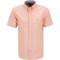 Billig 🔔 Tommy Hilfiger Hemd MW0MW18870/SO2 Kurzarmhemd, Regular Fit, Popeline, Orange meliert, Rosa 💯