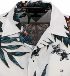 Rabatt 💯 Tommy Hilfiger Hemd MW0MW18875/0K4 Kurzarmhemd, Popeline, Ecru-graublau gemustert, Weiß-grün 🔥 -Hemden Verkaufsgeschäft 370073 norm2