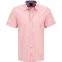 Neu 🎁 OLYMP Level Five Body Fit 2017/72/35 Kurzarmhemd, Baumwolle, Rot meliert, Rot ❤️