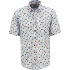 Aktion ✔️ Haupt Hemd 7112838269/20701 Kurzarmhemd, Regular Fit, Popeline, Hellblau-multicolor gemustert, Hellblau 😀