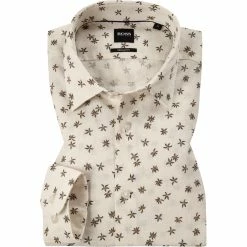 Schlussverkauf ⌛ BOSS Hemd Lukas 50450947/402 Regular Fit, Leinen-Baumwolle, Creme gemustert, Creme 😀