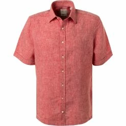 Am billigsten 👏 Haupt Hemd 71129018300/10405 Kurzarmhemd, Modern Fit, Leinen, Rot meliert, Rot 👍