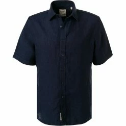 Neu 😍 Haupt Hemd 71129018300/10706 Kurzarmhemd, Modern Fit, Leinen, Navy 😍