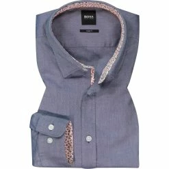 Auslauf 😉 BOSS Hemd Ronni 50453000/410 Slim Fit, Baumwolle, Navy meliert, Navy ⌛
