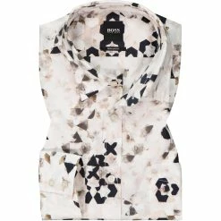 Am billigsten 👏 BOSS Hemd Relegant 50448092/262 Regular Fit, Baumwolle, Beige-schwarz gemustert, Beige-schwarz 😍