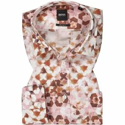 Angebote ⭐ BOSS Hemd Relegant 50448092/680 Regular Fit, Baumwolle, Pastellpink-rost gemustert, Pastellpink-rost 👏