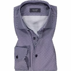 Am billigsten 😀 OLYMP Signature Tailored Fit 8529/74/14 Hemd, Baumwolle, Nachtblau gemustert, Nachtblau ❤️