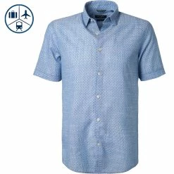 Aktion 👍 Pierre Cardin Hemd 53915/000/27577/9001 Kurzarmhemd, Modern Fit, Baumwolle, Hellblau-rot gemustert, Blau 👏