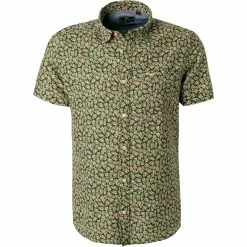 Blitzangebot ⭐ N.Z.A. Hemd 21DN542S/1750 Kurzarmhemd, Leinen, Grün gemustert, Grün 🔥