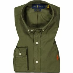 Großhandel ⌛ Polo Ralph Lauren Hemd 710794604/010 Slim Fit, Twill, Olivgrün, Militärgrün 🔥