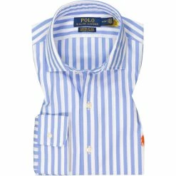 Auslauf ✨ Polo Ralph Lauren Hemd 710842636/002 Custom Fit, Baumwolle, Azurblau-weiß gestreiftlich, Blau-weiß 👏