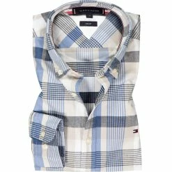 Großhandel 👏 Tommy Hilfiger Hemd MW0MW19044/0LZ Slim Fit, Baumwolle, Grau-blau kariert, Grau-blau 🔔