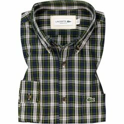 Bester Verkauf 🎁 LACOSTE Hemd CH3983/EZB Regular Fit, Baumwolle, Grün-blau kariert, Grün-navy-weiß 🧨