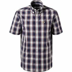 Schlussverkauf ❤️ Fred Perry Hemd M1674/143 Kurzarmhemd, Baumwolle, Navy-bordeaux kariert, Navy-bordeaux 👍