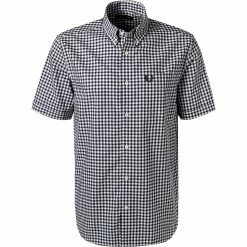Am billigsten 🤩 Fred Perry Hemd M9604/266 Kurzarmhemd, Baumwolle, Blau-weiß kariert, Blau-weiß 😍