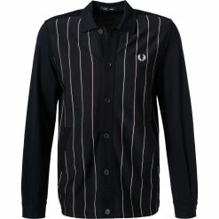 Großhandel 🔥 Fred Perry Overshirt J1553/608 Mikrofaser, Navy gestreift, Navy 👍