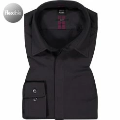 Bester Verkauf ⌛ BOSS Hemd Rick 50465323/001 Slim Fit, Mikrofaser-Stretch, Schwarz 💯