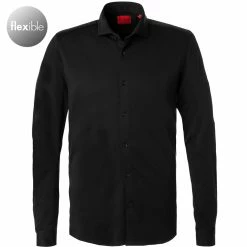 Blitzangebot 💯 HUGO Hemd Erriko 50462326/001 Extra Slim Fit, Jersey, Extra langer Arm, Schwarz 🛒