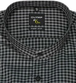 Schlussverkauf 🤩 OLYMP No. Six Super Slim 2586/84/68 Hemd, Super Slim Fit, Baumwolle, Schwarz-grau kariert, Schwarz 👍 -Hemden Verkaufsgeschäft 373715 norm2