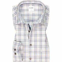 Bester Verkauf 🧨 OLYMP Luxor Comfort Fit 1074/84/28 Hemd, Baumwolle, Braun-blau kariert, Braun 😍