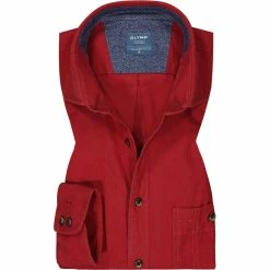 Auslauf ⭐ OLYMP Casual Modern Fit 4018/84/35 Hemd, Baumwolle, Rot 💯