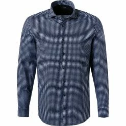 Am billigsten 😍 OLYMP Level Five Body Fit 2018/84/18 Hemd, Jersey geruchshemmend, Marine gemustert, Marine 🎉