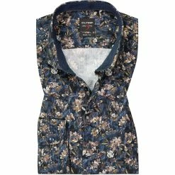 Aktion 🤩 OLYMP Level Five Body Fit 69EL 2092/89/18 Hemd, Baumwolle, Extra langer Arm, Marine gemustert, Marine 🧨