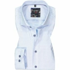 Großhandel 🥰 OLYMP Level Five Body Fit 2090/84/11 Hemd, Baumwolle, Bleu kariert, Bleu 🛒