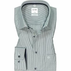 Schlussverkauf 🔔 OLYMP Luxor Comfort Fit 1060/84/45 Hemd, Baumwolle, Grün-weiß gestreift, Grün ✔️