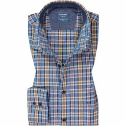Bestes Angebot 🧨 OLYMP Casual Modern Fit 4008/84/15 Hemd, Baumwolle, Blau kariert, Blau 😀