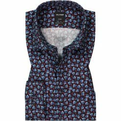 Angebote 🌟 OLYMP Luxor Modern Fit 1227/64/86 Hemd, Baumwolle, Blau-rot gemustert, Granat ⌛