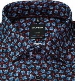 Angebote 🌟 OLYMP Luxor Modern Fit 1227/64/86 Hemd, Baumwolle, Blau-rot gemustert, Granat ⌛ -Hemden Verkaufsgeschäft 373838 norm2