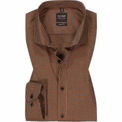 Budget 🎉 OLYMP Level Five Body Fit 2084/84/34 Hemd, Baumwolle, Rost gemustert, Rost 🔥