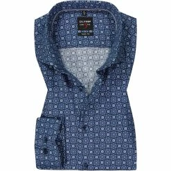 Bestpreis 😍 OLYMP Level Five Body Fit 2122/84/18 Hemd, Baumwolle, Marineblau gemustert, Marine 🎁