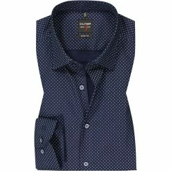 Billig 🛒 OLYMP Level Five Body Fit 2104/84/18 Hemd, Baumwolle, Marineblau gemustert, Marine 🔥