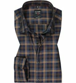 Besorgen 🌟 OLYMP Level Five Body Fit 2088/84/28 Hemd, Baumwolle, Braun-blau kariert, Braun 😀 -Hemden Verkaufsgeschäft 373852 norm