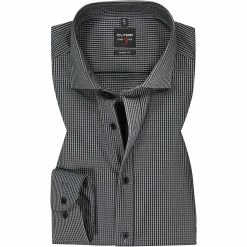 Am billigsten ⭐ OLYMP Level Five Body Fit 2084/84/62 Hemd, Baumwolle, Grau-schwarz gemustert, Grau 🤩