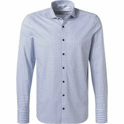 Budget ⭐ OLYMP Level Five Body Fit 2018/84/11 Hemd, Jersey geruchshemmend, Weiß-bleu gemustert, Bleu 🛒