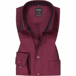 Am billigsten 👏 OLYMP Luxor Modern Fit 1268/84/86 Hemd, Baumwolle, Granat meliert, Granat 🥰
