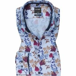 Auslauf ⭐ OLYMP Luxor Modern Fit 1225/64/86 Hemd, Baumwolle, Blau-rot gemustert, Granat ❤️