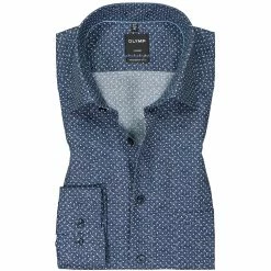 Aktion ❤️ OLYMP Luxor Modern Fit 1288/84/18 Hemd, Baumwolle, Marine-weiß gepunktet, Marine ⌛